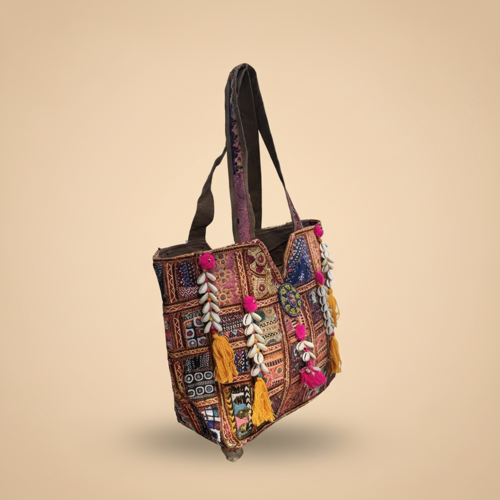 Shell Tassel Handcrafted Oversized Tote Bag — Ochre Expedition