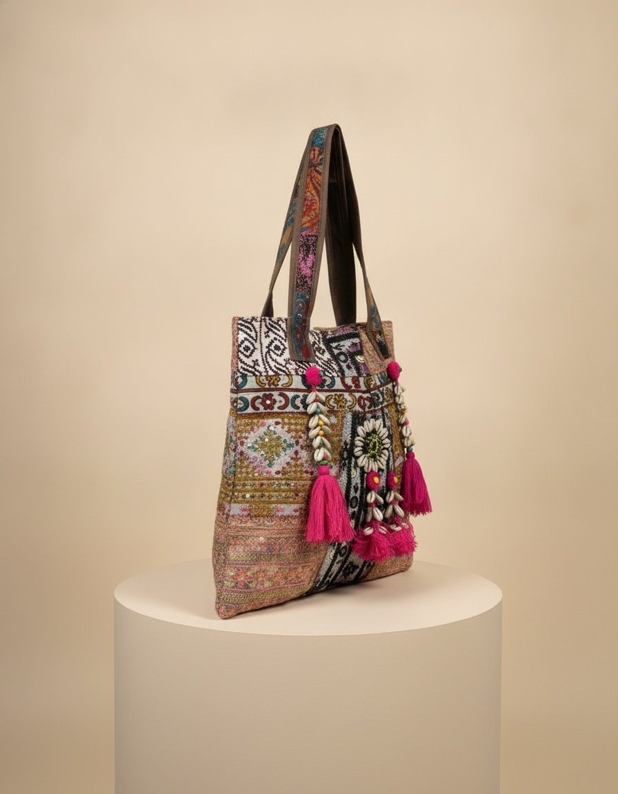 Shell Tassel Handcrafted Tote Bag — Sandstone Haveli