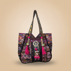 Shell Tassel Handcrafted Oversized Tote Bag — Orchid Odyssey