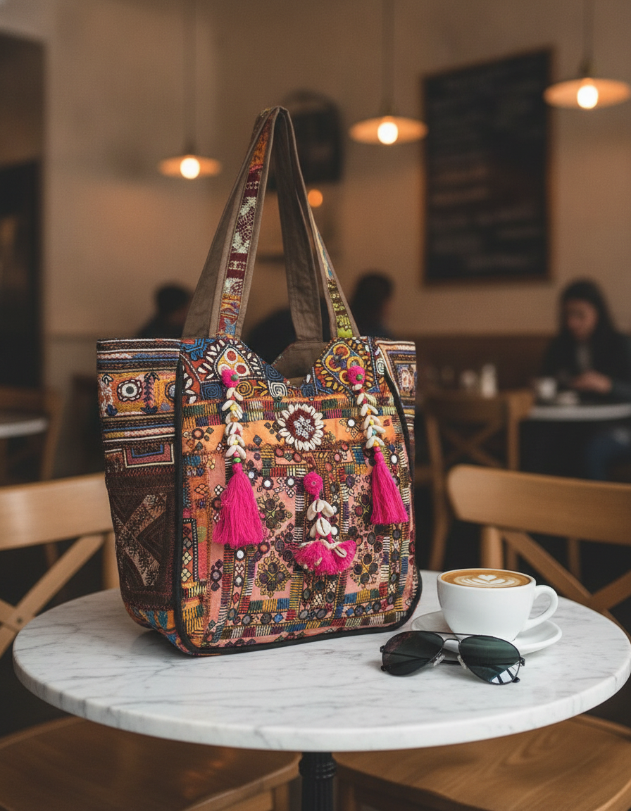 Shell Tassel Handcrafted Oversized Tote Bag — Sienna Sojourn