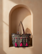 Shell Tassel Handcrafted Tote Bag — Walnut Tapestry