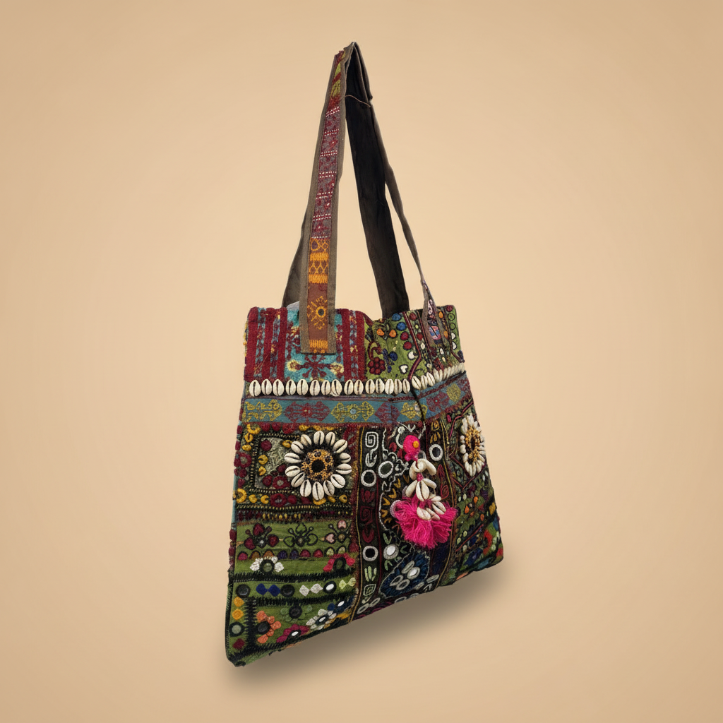 Shell Tassel Handcrafted Tote Bag — Plum Toran