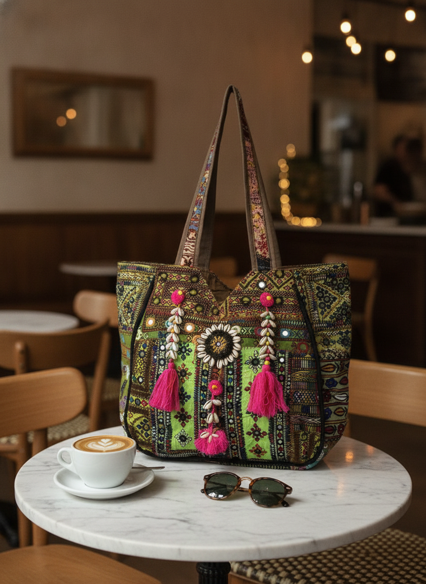 Shell Tassel Handcrafted Oversized Tote Bag — Willow Trail