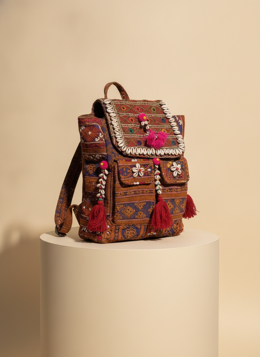 Shell Tassel Handcrafted Backpack — Amber Route