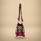 Shell Tassel Handcrafted Bucket Bag — Garnet Bloom (Medium)