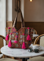 Shell Tassel Handcrafted Oversized Tote Bag — Walnut Nomad