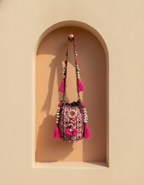 Shell Tassel Handcrafted Bucket Bag — Scarlet Bloom (Medium)