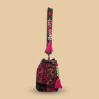 Shell Tassel Handcrafted Bucket Bag — Orchid Dahlia (Medium)