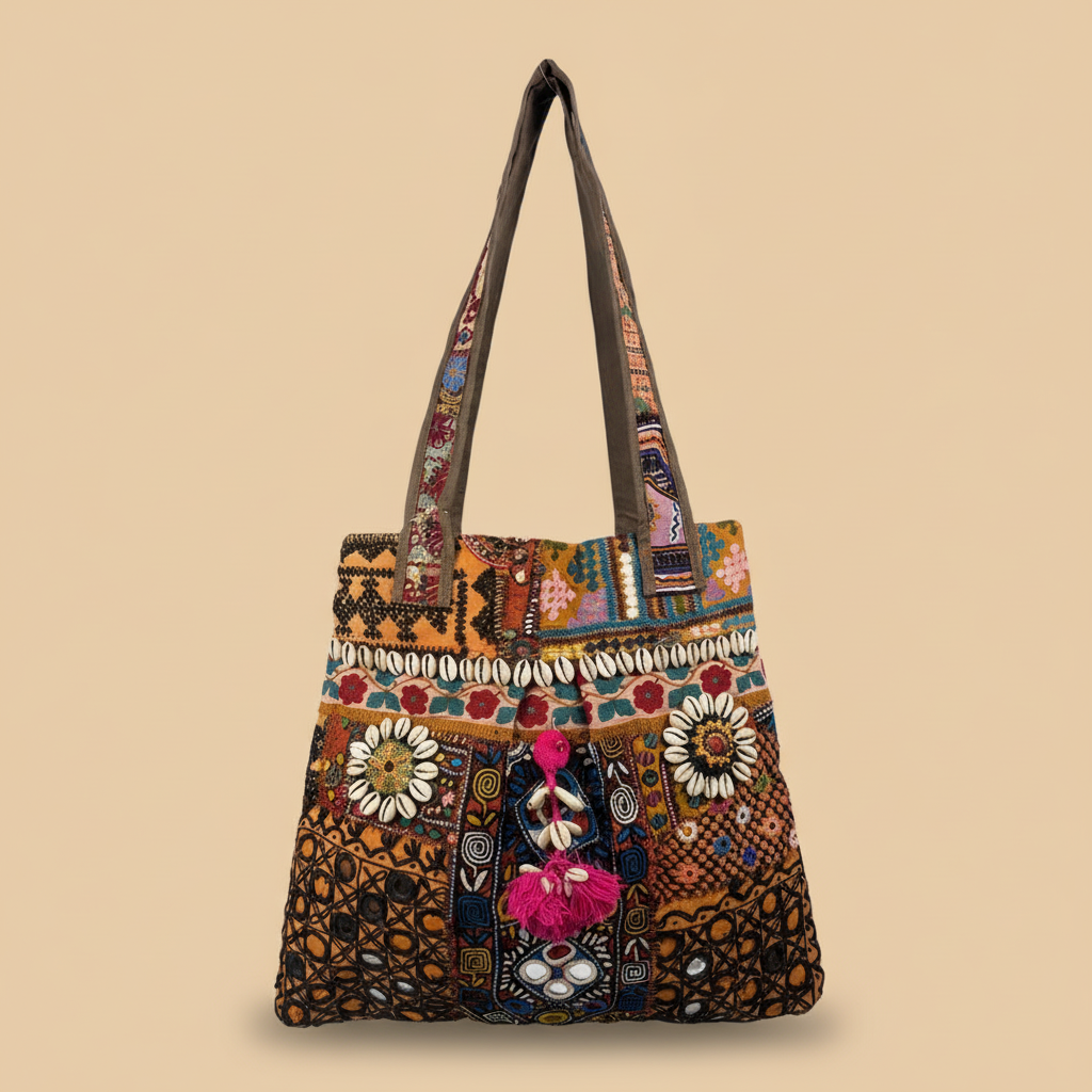 Shell Tassel Handcrafted Tote Bag — Copper Mahal