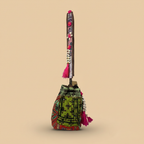 Shell Tassel Handcrafted Bucket Bag — Emerald Bloom (Medium)