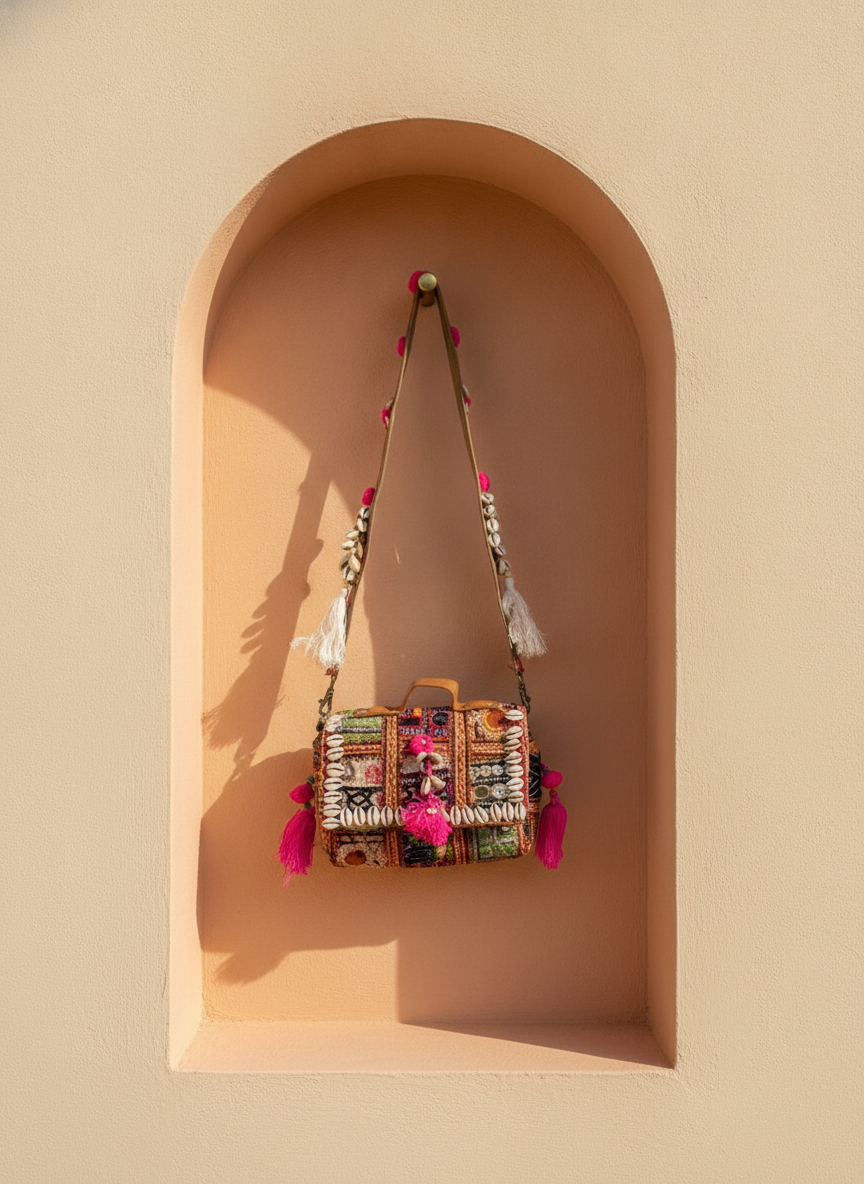 Shell Tassel Handcrafted Crossbody Bag — Chandrika (Mini)