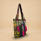 Shell Tassel Handcrafted Tote Bag — Moss Fringe