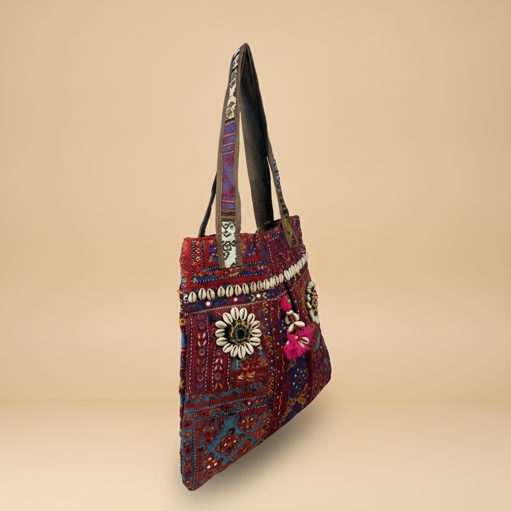 Shell Tassel Handcrafted Tote Bag — Garnet Haveli