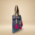 Shell Tassel Handcrafted Tote Bag — Indigo Jharokha