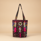 Shell Tassel Handcrafted Tote Bag — Merlot Fringe