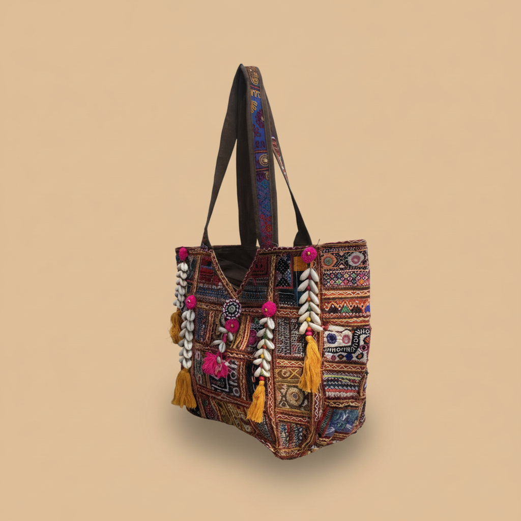 Shell Tassel Handcrafted Oversized Tote Bag — Copper Rambler