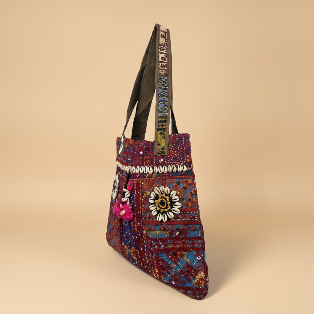 Shell Tassel Handcrafted Tote Bag — Garnet Haveli