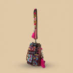 Shell Tassel Handcrafted Bucket Bag — Mauve Aura (Medium)