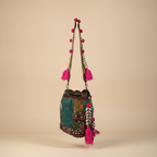 Shell Tassel Handcrafted Bucket Bag — Hazel Bloom (Medium)