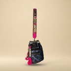 Shell Tassel Handcrafted Bucket Bag — Lagoon Aura (Medium)