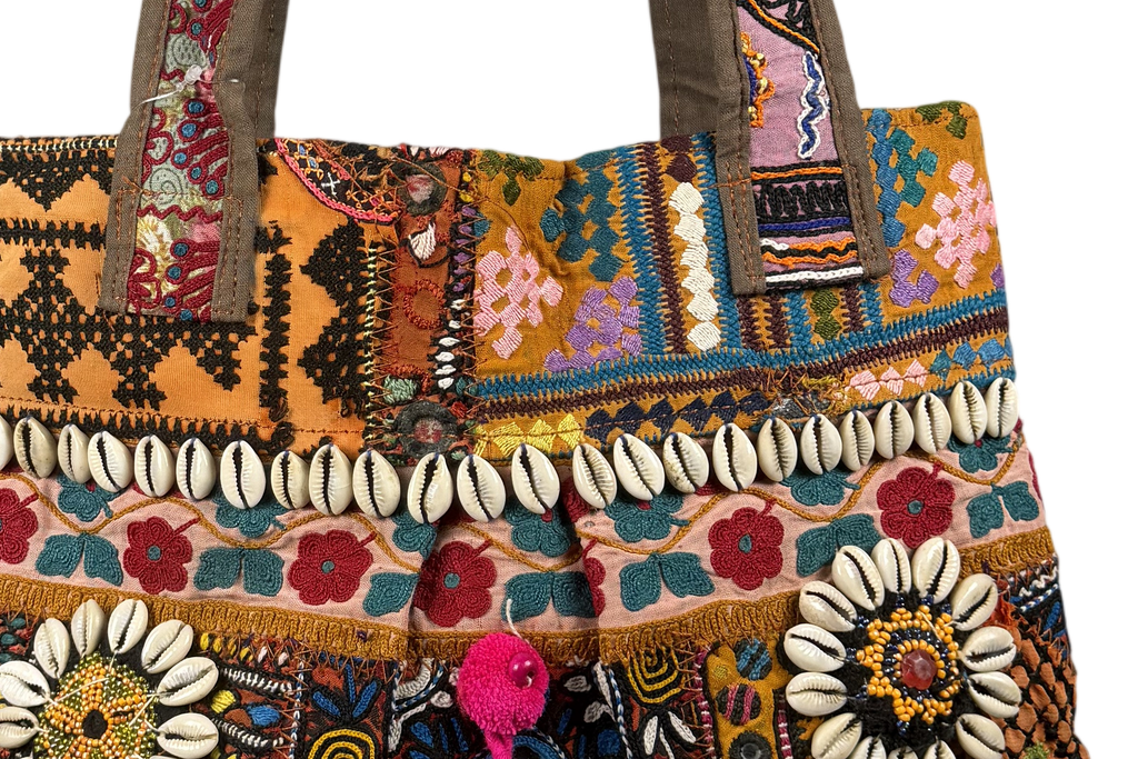 Shell Tassel Handcrafted Tote Bag — Copper Mahal
