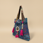 Shell Tassel Handcrafted Tote Bag — Indigo Jharokha