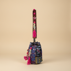 Shell Tassel Handcrafted Bucket Bag — Cornflower Bloom (Medium)