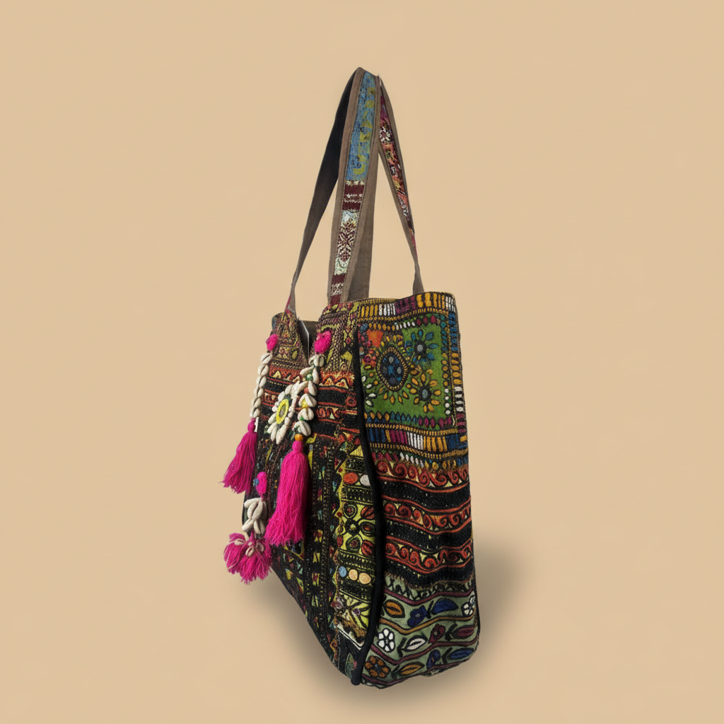 Shell Tassel Handcrafted Oversized Tote Bag — Cypress Passage