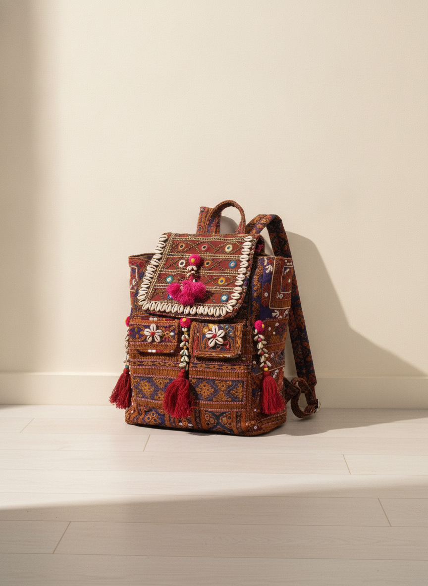Shell Tassel Handcrafted Backpack — Amber Route