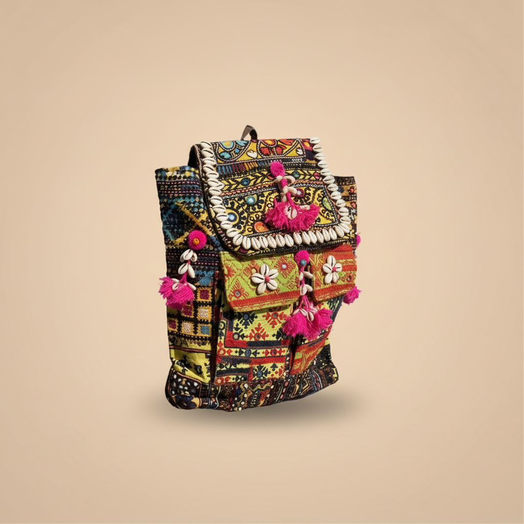 Shell Tassel Handcrafted Backpack — Marigold Compass