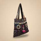 Shell Tassel Handcrafted Tote Bag — Midnight Jharokha