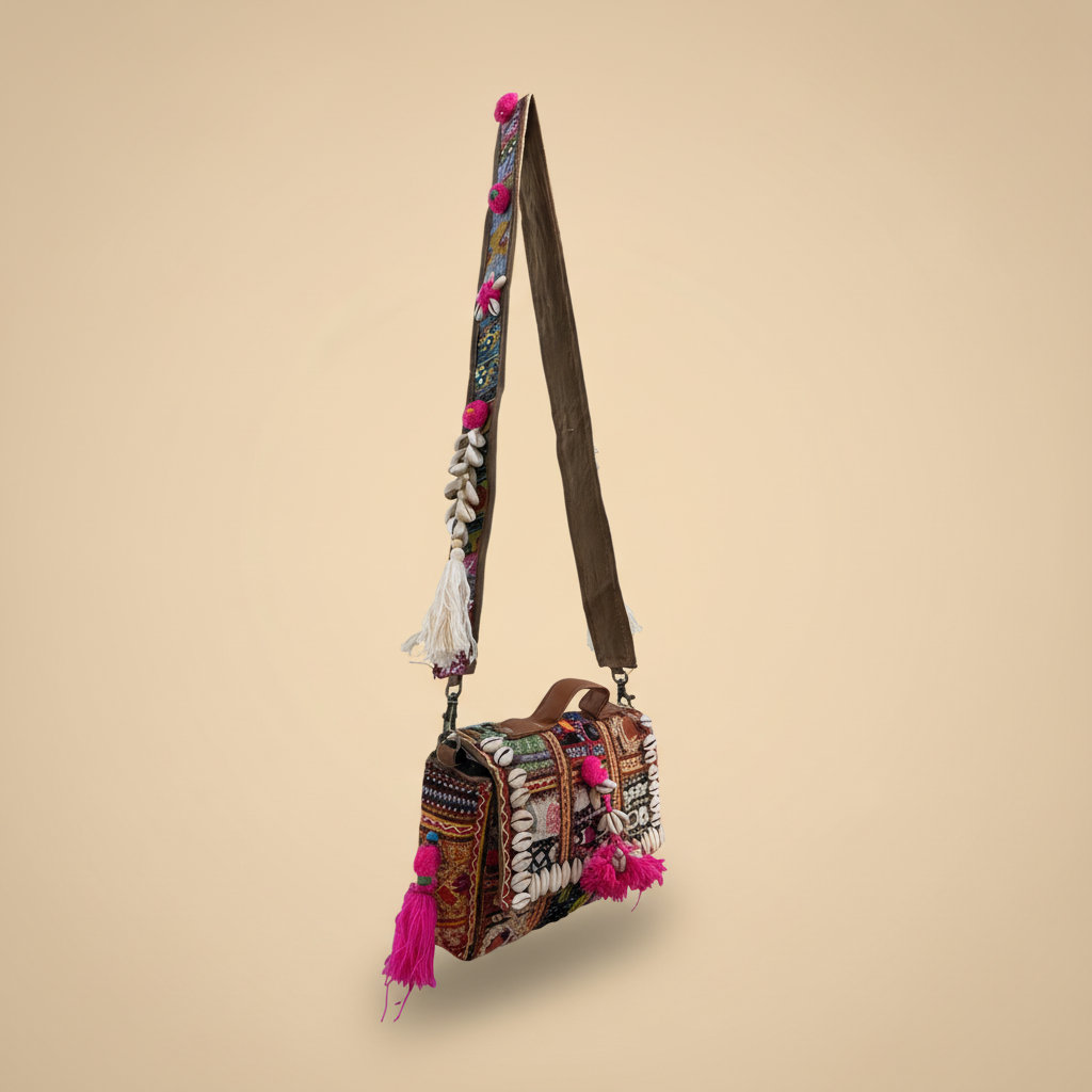 Shell Tassel Handcrafted Crossbody Bag — Chandrika (Mini)