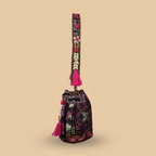 Shell Tassel Handcrafted Bucket Bag — Orchid Dahlia (Medium)