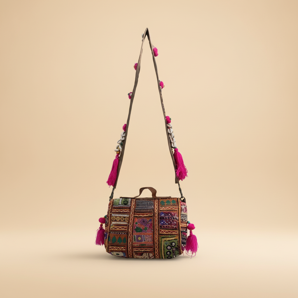 Shell Tassel Handcrafted Crossbody Bag — Mehfil (Mini)