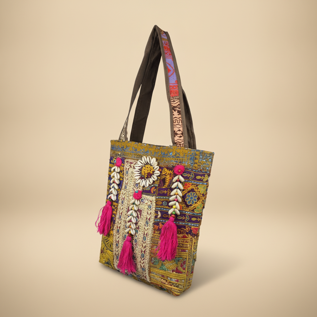 Shell Tassel Handcrafted Tote Bag — Honey Fringe