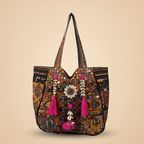 Shell Tassel Handcrafted Oversized Tote Bag — Chestnut Expedition