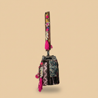 Shell Tassel Handcrafted Bucket Bag — Currant Bloom (Medium)