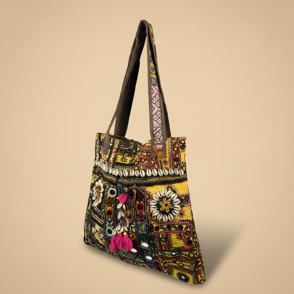 Shell Tassel Handcrafted Tote Bag — Turmeric Mehrab