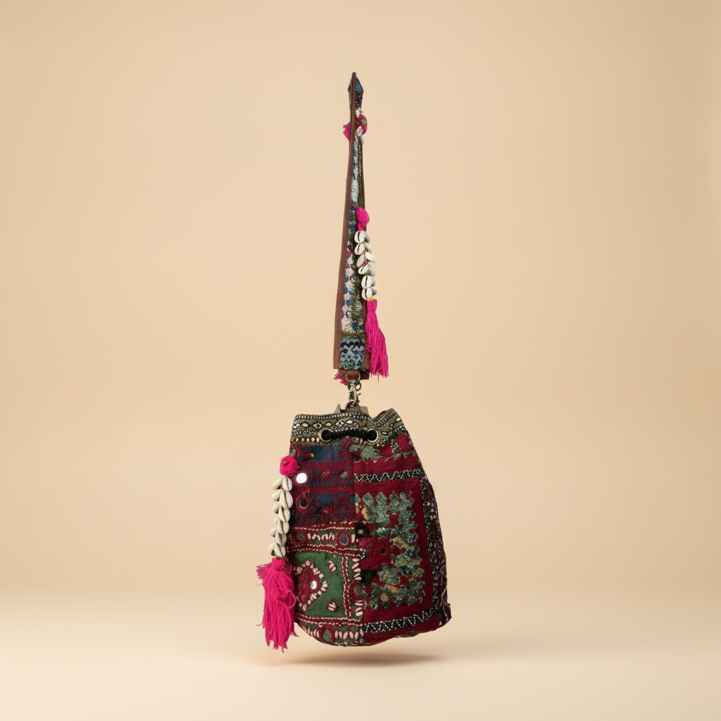 Shell Tassel Handcrafted Bucket Bag — Cocoa Bloom (Medium)