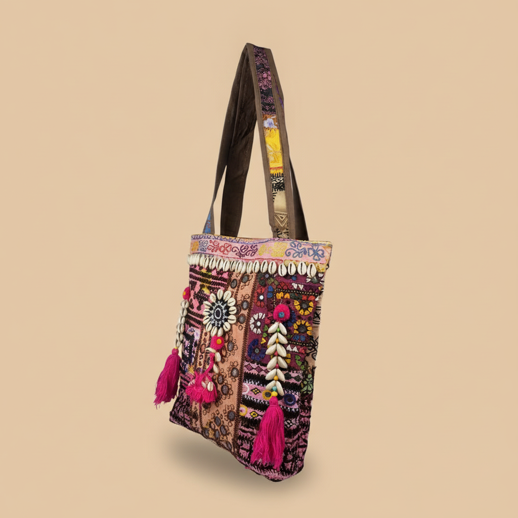 Shell Tassel Handcrafted Tote Bag — Rosewood Tapestry