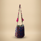 Shell Tassel Handcrafted Bucket Bag — Damson Bloom (Medium)