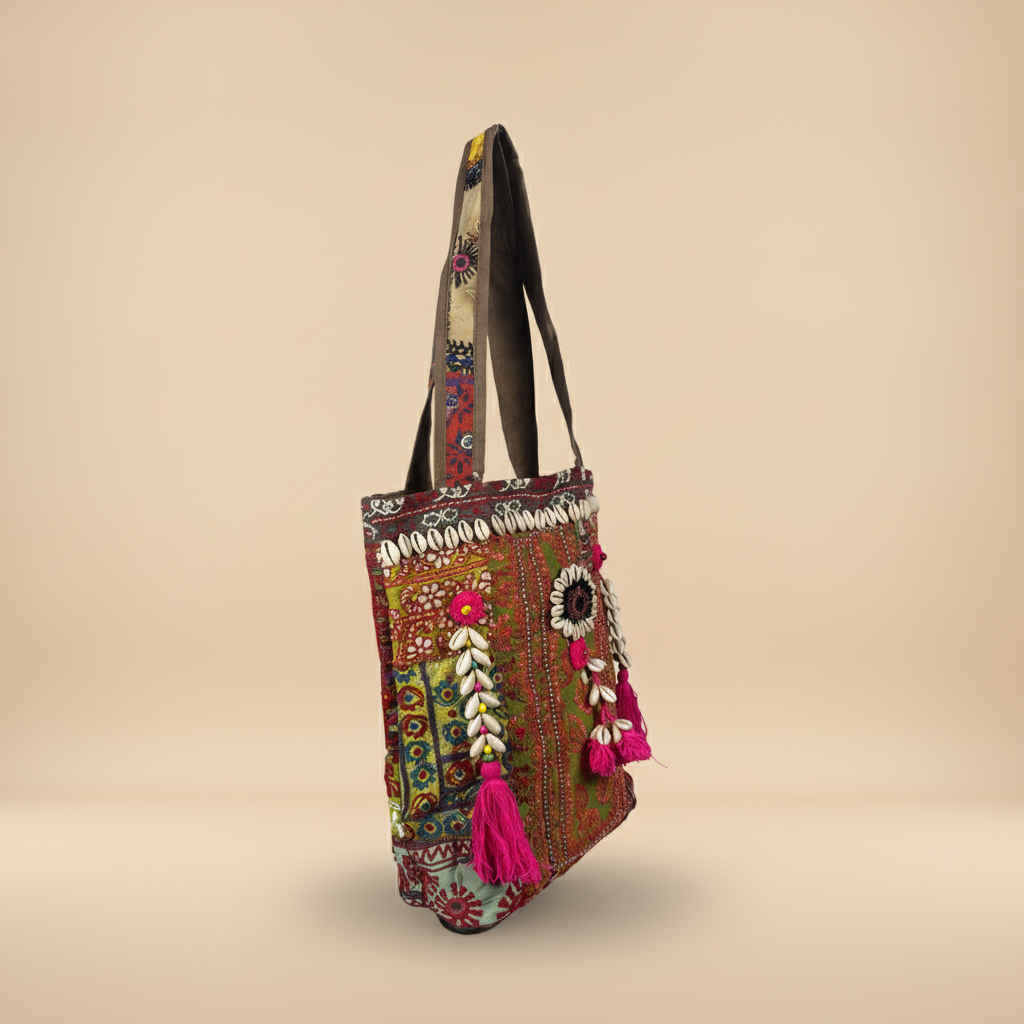 Shell Tassel Handcrafted Tote Bag — Sienna Mosaic