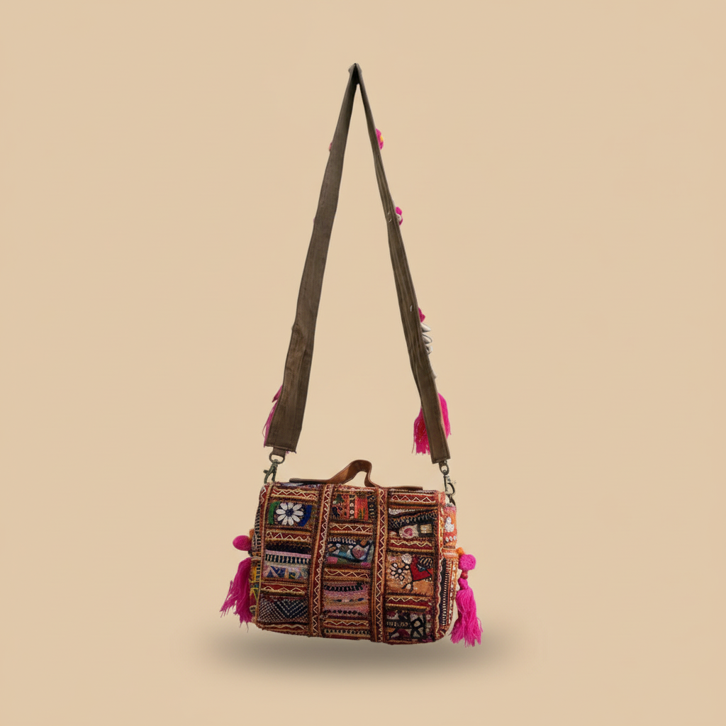 Shell Tassel Handcrafted Crossbody Bag — Rani Rang (Mini)