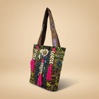 Shell Tassel Handcrafted Tote Bag — Moss Fringe