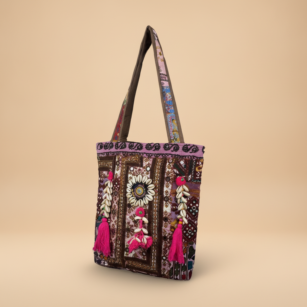 Shell Tassel Handcrafted Tote Bag — Mahogany Fringe
