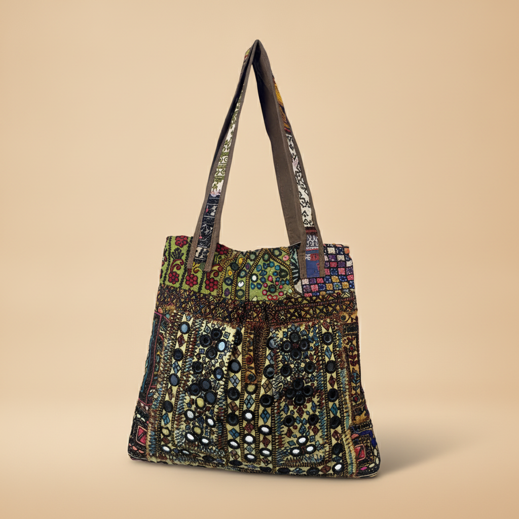 Shell Tassel Handcrafted Tote Bag — Emerald Darbar