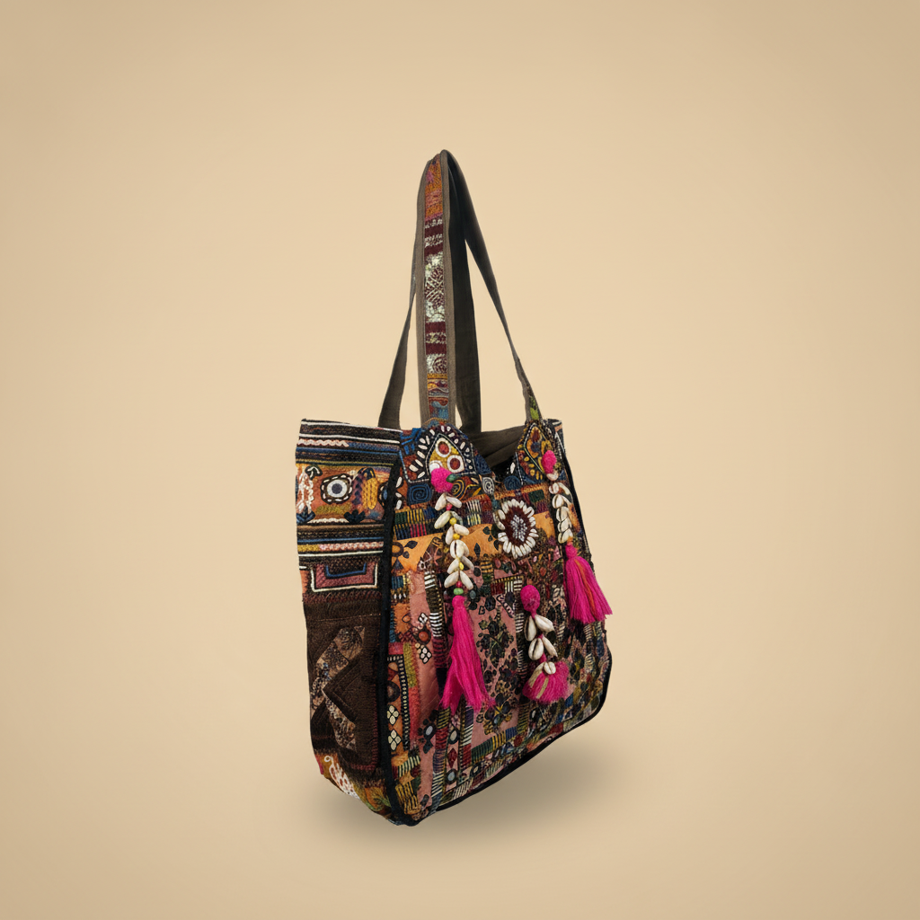 Shell Tassel Handcrafted Oversized Tote Bag — Sienna Sojourn