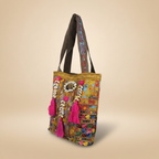 Shell Tassel Handcrafted Tote Bag — Fuchsia Tapestry