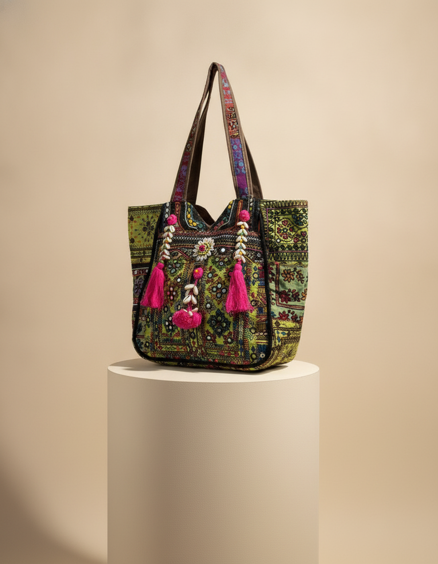Shell Tassel Handcrafted Oversized Tote Bag — Fern Crossing