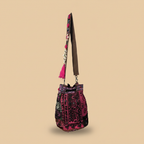 Shell Tassel Handcrafted Bucket Bag — Orchid Dahlia (Medium)
